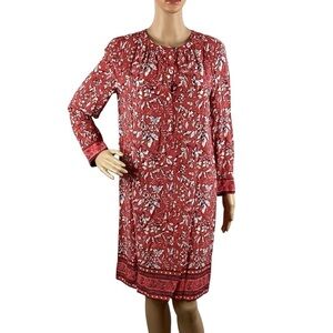 LOFT Floral Printed Shift Dress Size M Red Print